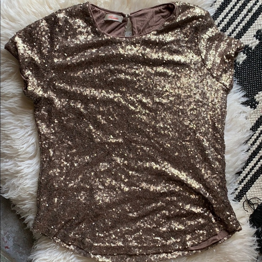 Gold Rosette brand sequin top